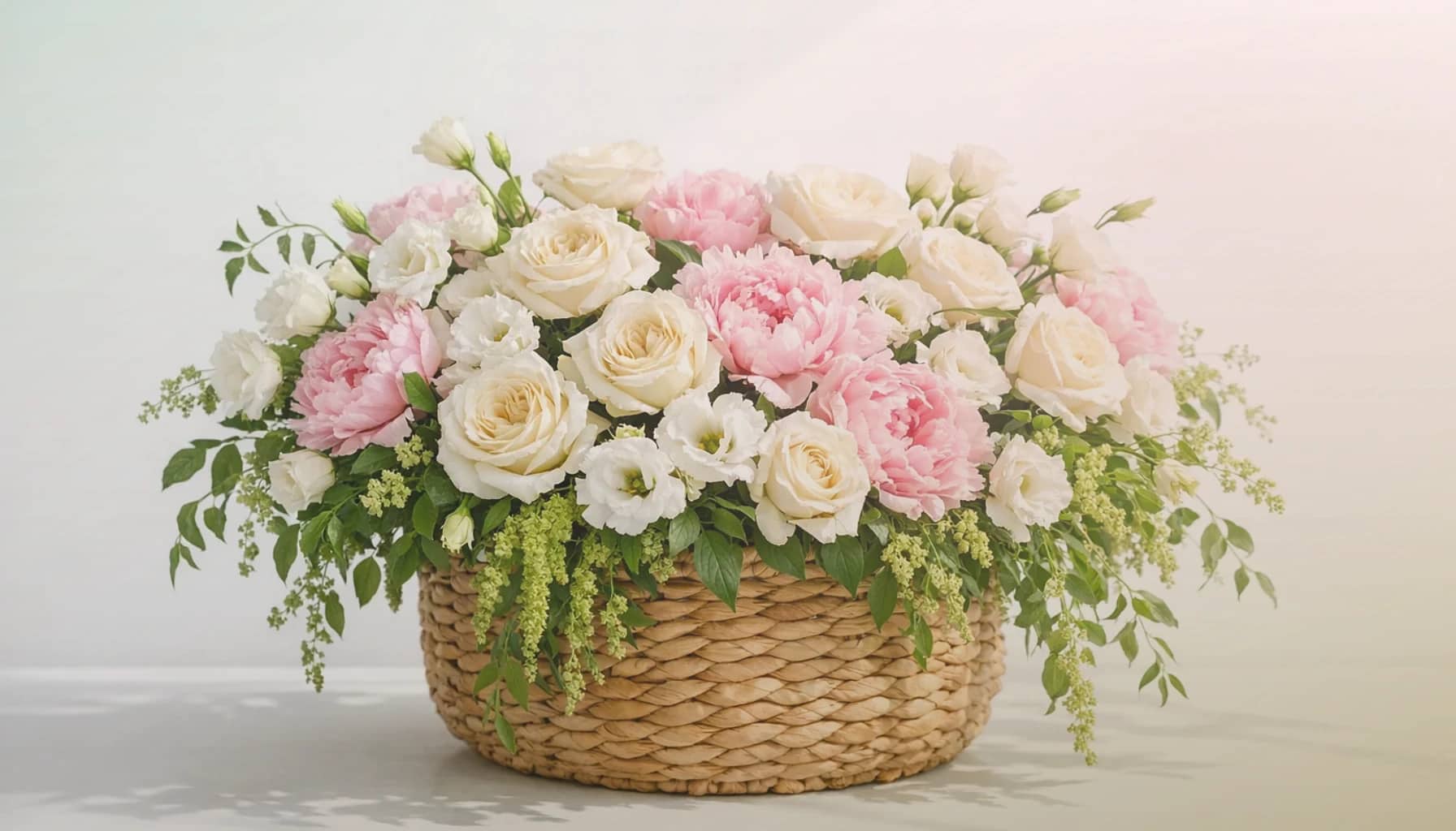 Asian American Pacific Islander Heritage Month flowers collection banner with cymbidium orchids, peonies, and blossoming branches and refined, warm, culturally celebratory, and quietly honoring styling from Lina Flowers