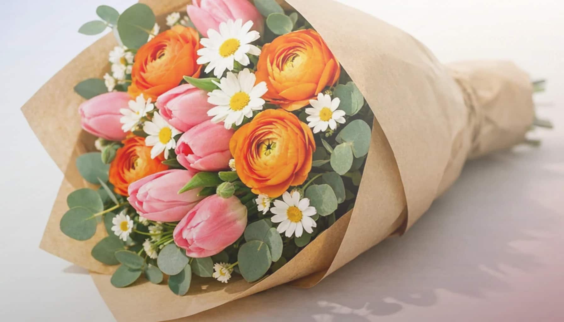 Bastille Day flowers collection banner with cornflowers, white garden roses, and red ranunculus and French country, relaxed, elegant, and quietly proud styling from Lina Flowers
