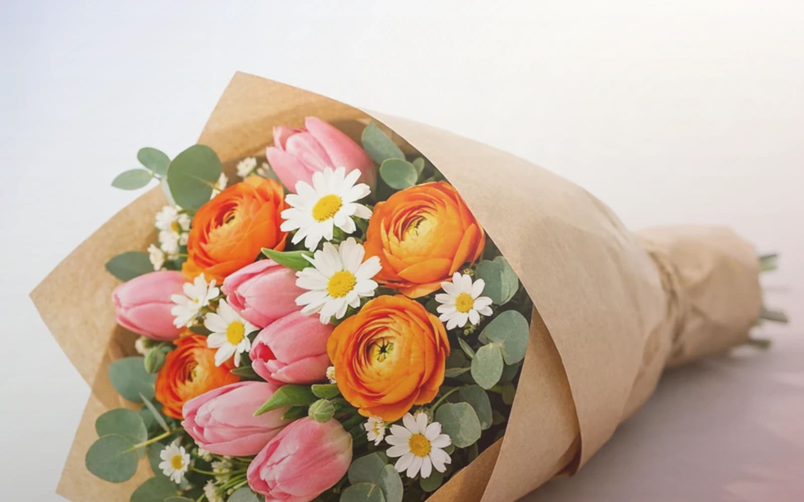 Bastille Day flowers with cornflowers, white garden roses, and red ranunculus, cornflower blue, soft ivory, and warm red color direction, and premium French country, relaxed, elegant, and quietly proud styling from Lina Flowers
