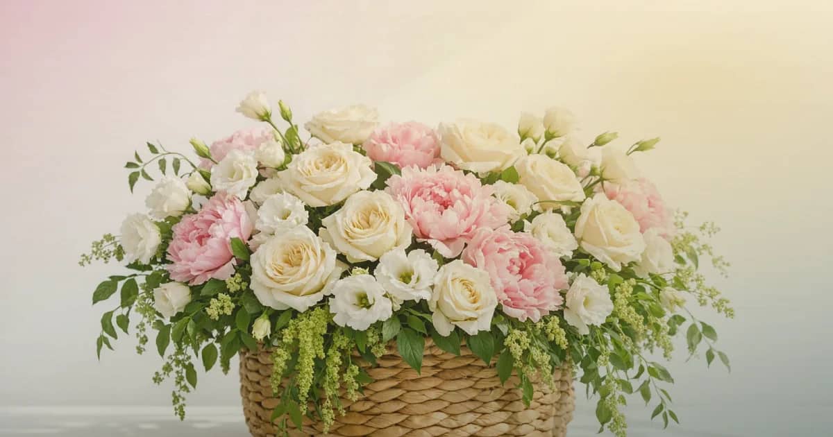 Black History Month flowers social share image with red garden roses, golden craspedia, and deep eucalyptus, pan african crimson, honor gold, and deep forest tones, and premium Lina Flowers styling