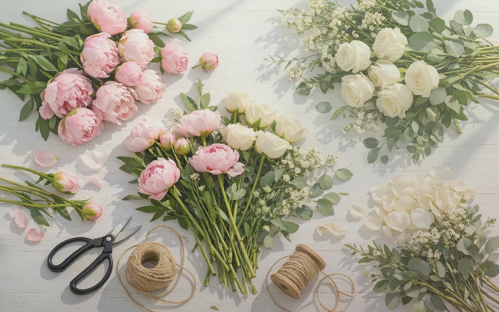 Earth Day flowers with garden roses, herbs, and ferns, garden green, herb sage, and garden rose pink color direction, and premium garden-rooted, verdant, conscious, and quietly abundant styling from LiNa Garden