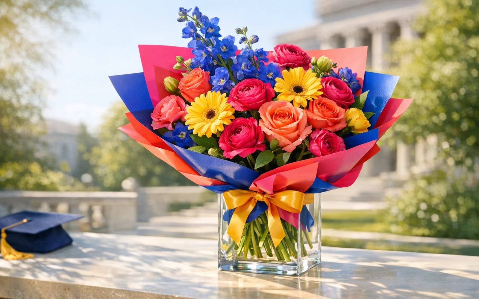 Graduation flower delivery in Burbank with bright congratulations bouquet styling from LiNa Garden