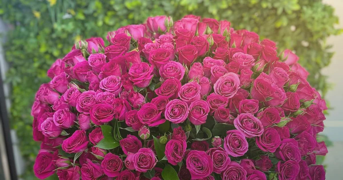 Krishna Janmashtami flowers social share image with marigolds, blue delphinium, and garden roses, peacock blue, marigold yellow, and jewel green tones, and premium LiNa Garden styling