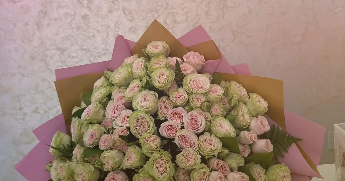 National Friendship Day flowers social share image with pink garden roses, coral ranunculus, and sunny tulips, bright pink, coral, and sunny yellow tones, and premium Lina Flowers styling