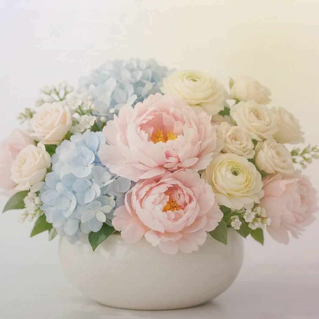 Nowruz flowers preview with hyacinth, tulips, and narcissus in hyacinth lavender, soft gold, and tulip pink tones from Lina Flowers