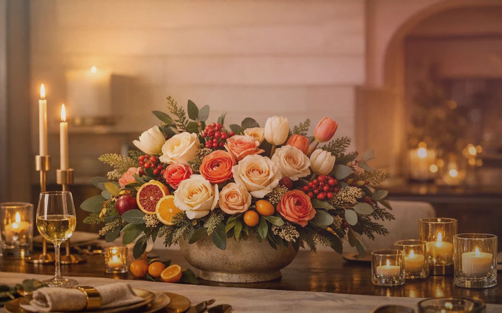 Patriot Day flowers with white roses, red ranunculus, and blue delphinium, crisp white, deep red, and navy blue color direction, and premium reverent, quiet, dignified, and historically grounded styling from Lina Flowers