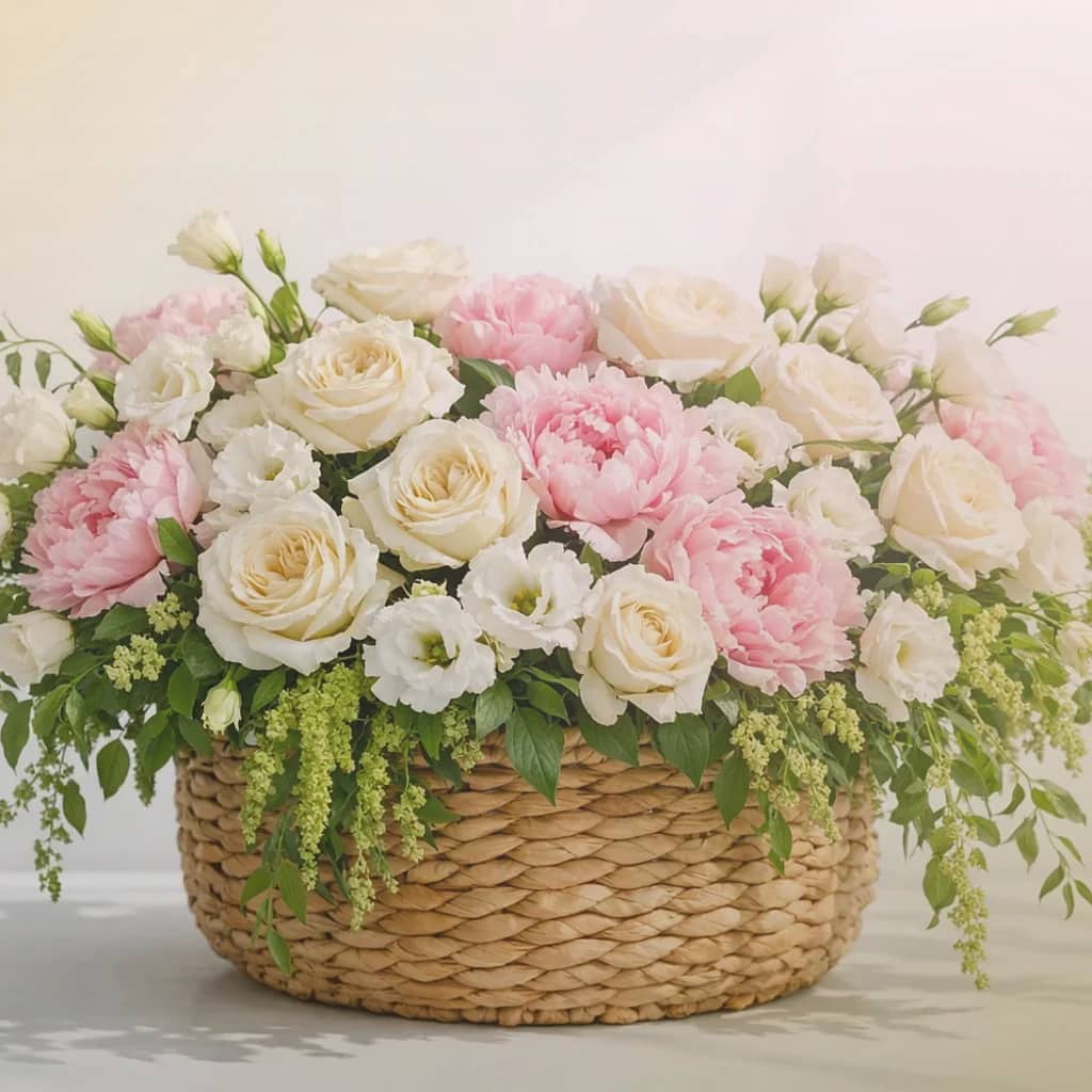 Raksha Bandhan flowers preview with marigolds, pink ranunculus, and garden roses in marigold yellow, soft pink, and warm gold tones from Lina Flowers
