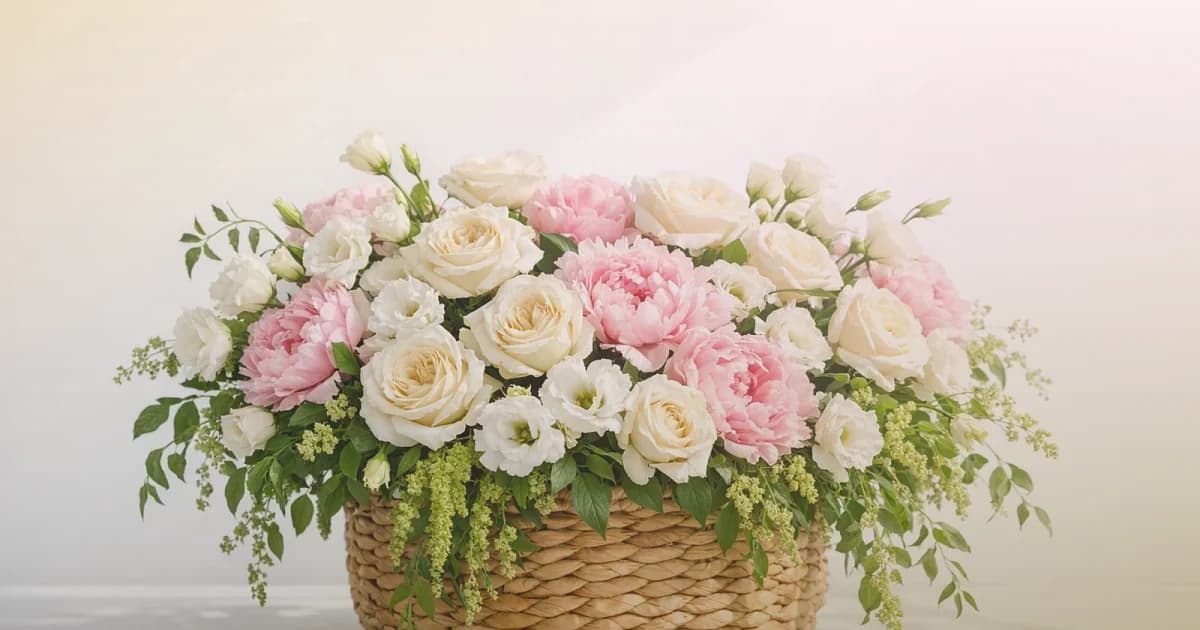 Raksha Bandhan flowers social share image with marigolds, pink ranunculus, and garden roses, marigold yellow, soft pink, and warm gold tones, and premium LiNa Garden styling