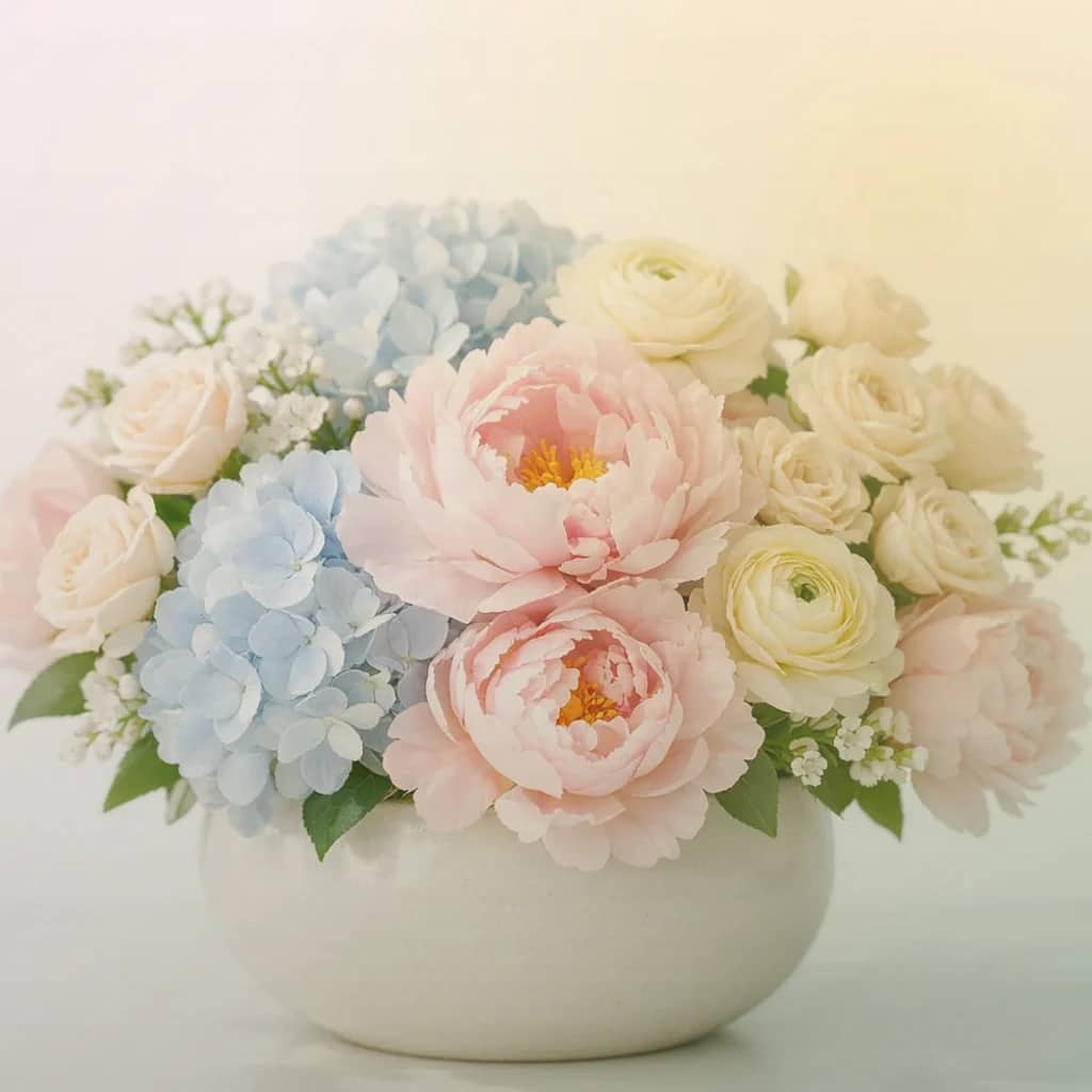 Teacher Appreciation Week flowers preview with pink ranunculus, tulips, and sunflowers in soft pink, sunny yellow, and fresh green tones from Lina Flowers