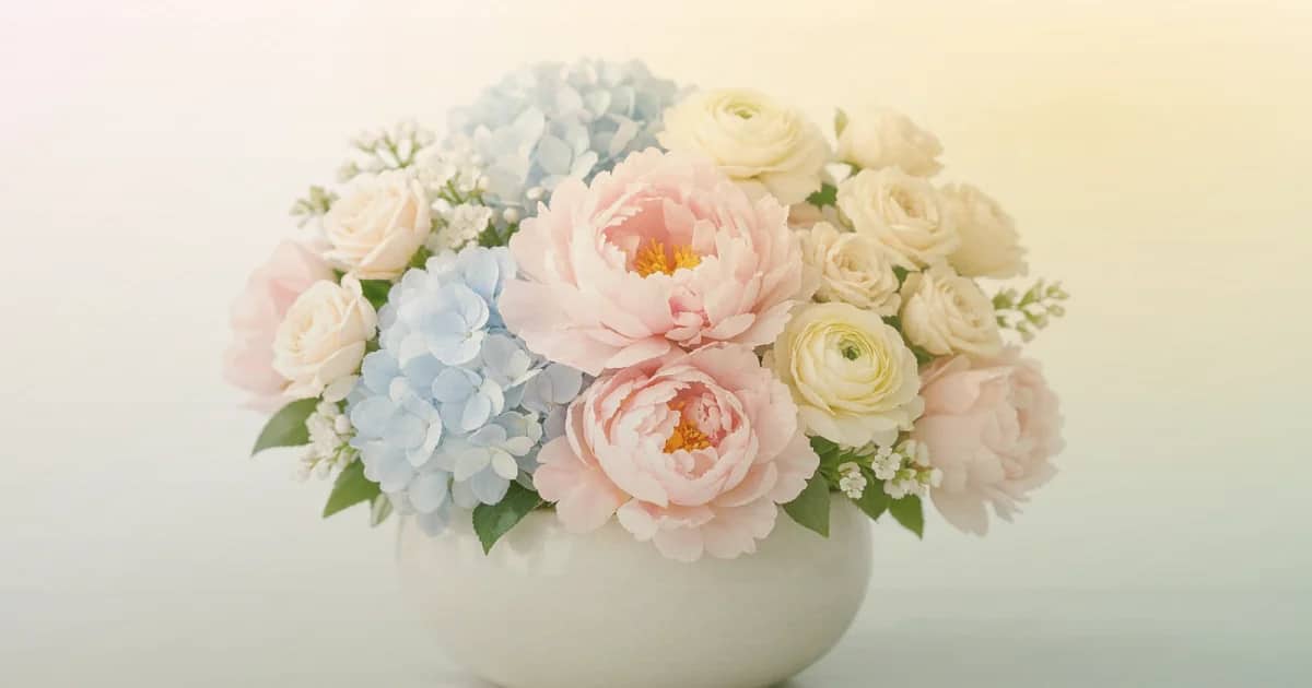 Teacher Appreciation Week flowers social share image with pink ranunculus, tulips, and sunflowers, soft pink, sunny yellow, and fresh green tones, and premium Lina Flowers styling