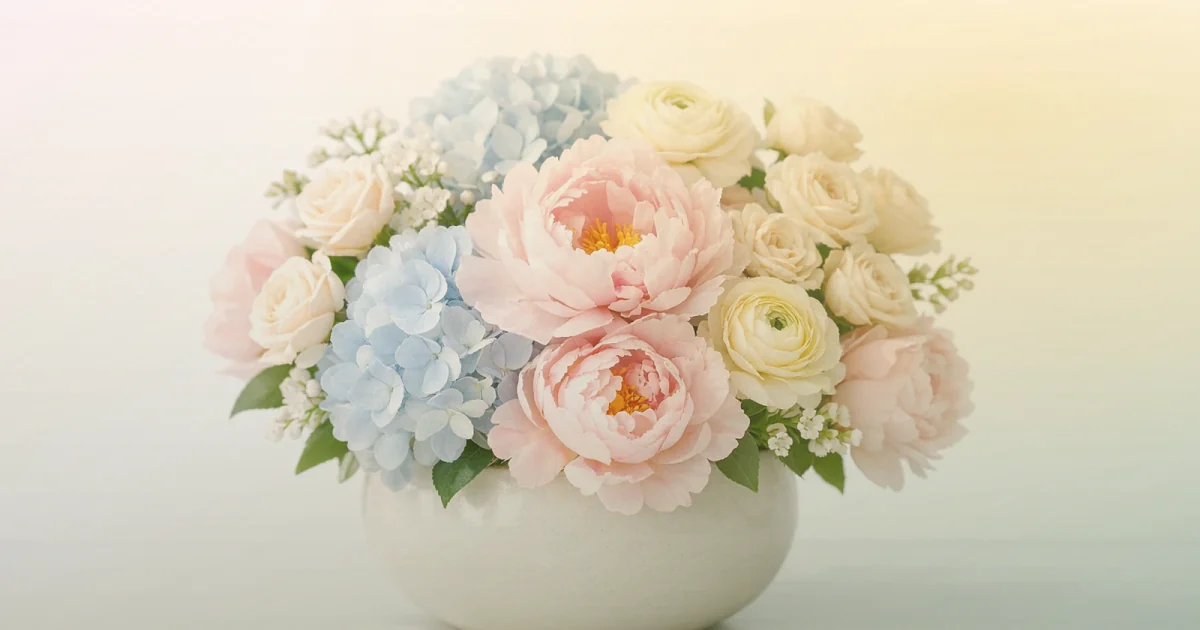 Teacher Appreciation Week flowers social share image with pink ranunculus, tulips, and sunflowers, soft pink, sunny yellow, and fresh green tones, and premium Lina Flowers styling