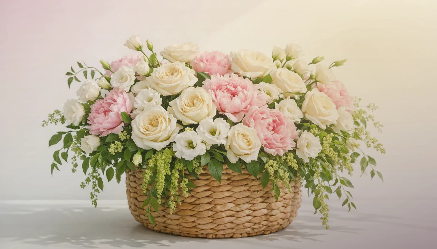 Three Kings Day flowers collection banner with red garden roses, burgundy ranunculus, and magnolia leaves and ceremonial, jewel-toned, warm, and reverent styling from Lina Flowers