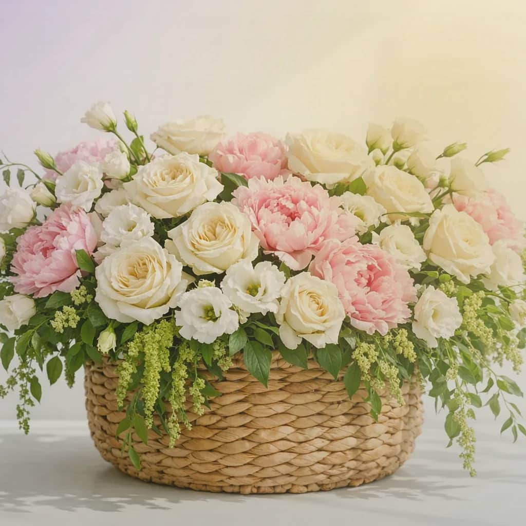Women's Equality Day flowers preview with purple lisianthus, white roses, and golden craspedia in suffragist purple, honor gold, and crisp white tones from Lina Flowers