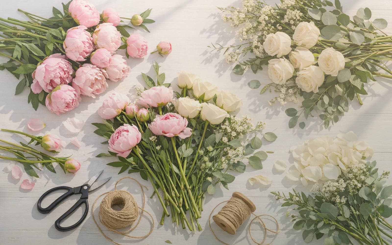 World Photography Day flowers with cream garden roses, sage eucalyptus, and warm tan ranunculus, soft cream, warm tan, and sage green color direction, and premium editorial, creative, warm, and quietly elegant styling from Lina Flowers