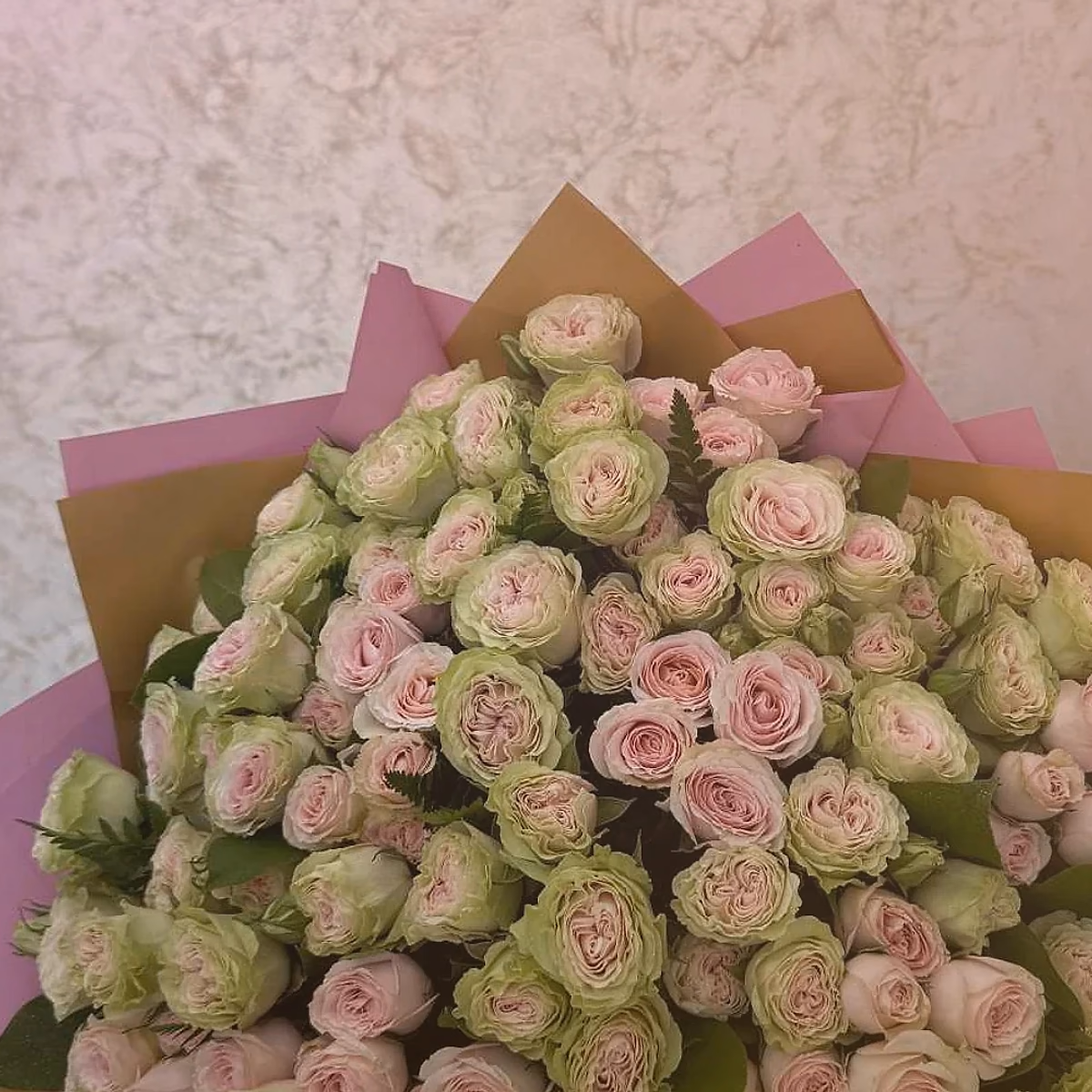 Friendship Garden pink, yellow, lavender, and green friendship bouquet from Lina Flowers