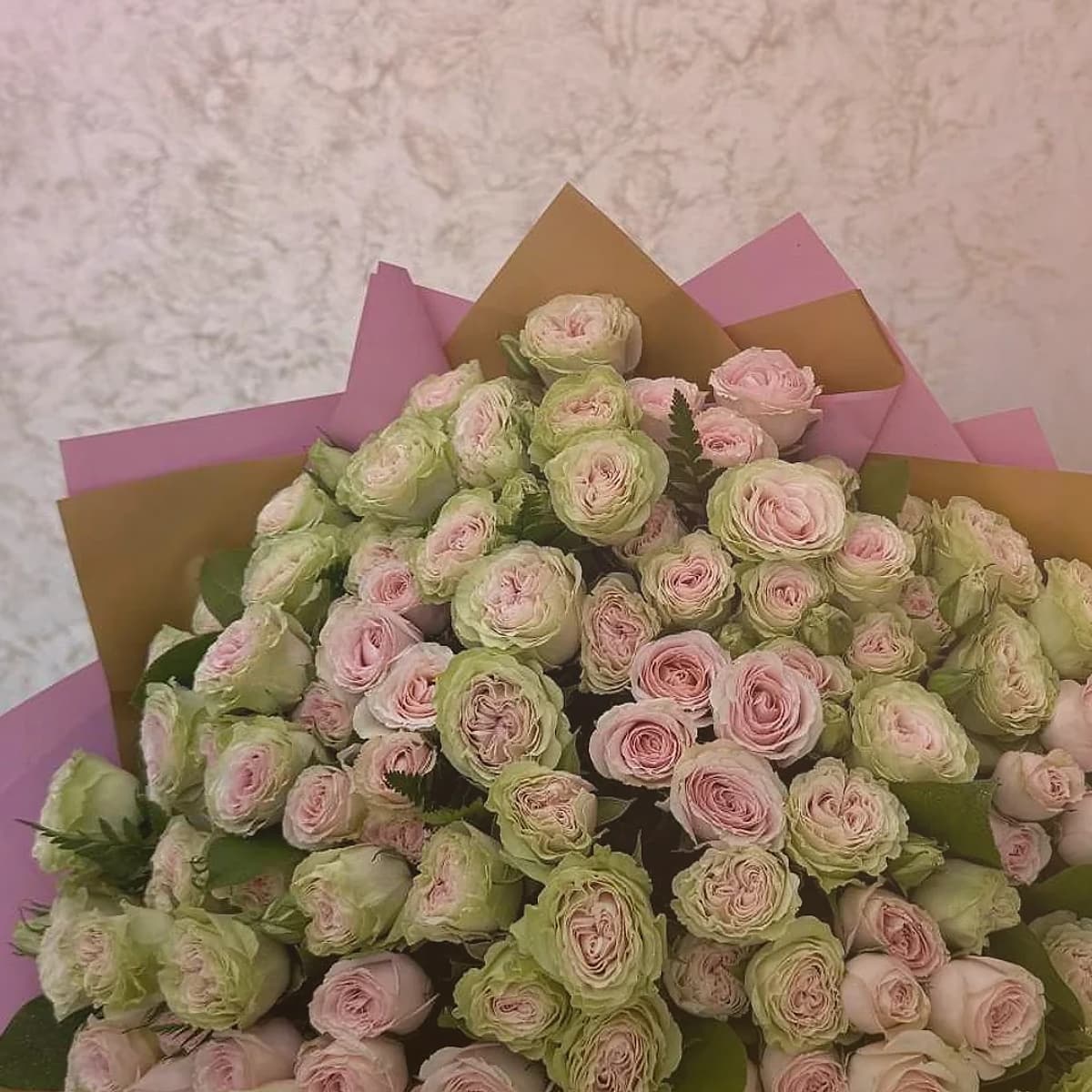 Friendship Garden pink, yellow, lavender, and green friendship bouquet from Lina Flowers