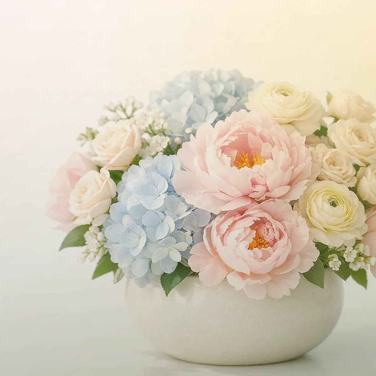 Teacher Appreciation peach, yellow, white, and green petite bouquet from Lina Flowers