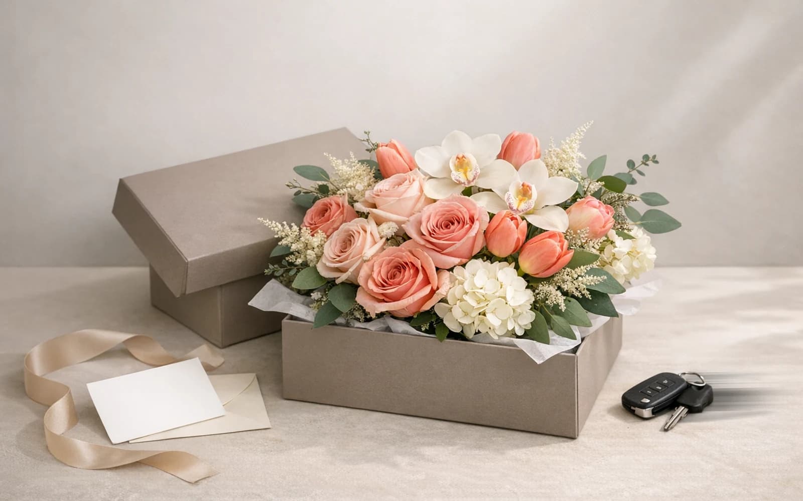 Same-day flower delivery image from Lina Flowers with premium flower box styling and quick local gifting energy