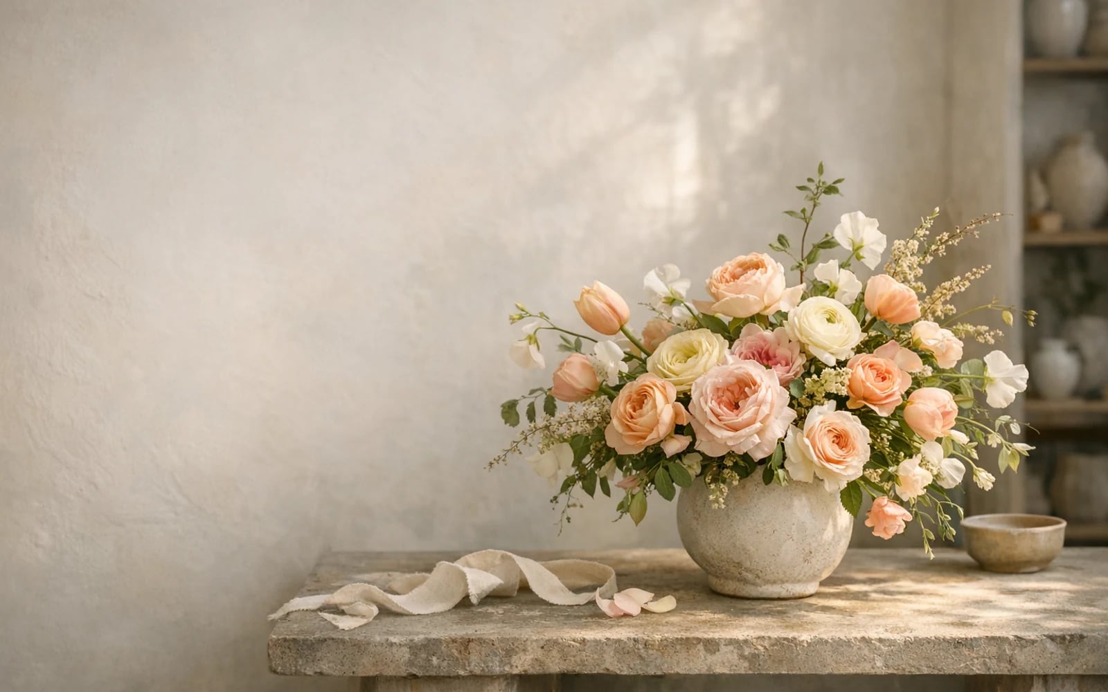 Premium spring floral editorial arrangement from Lina Flowers with layered seasonal stems and airy natural light