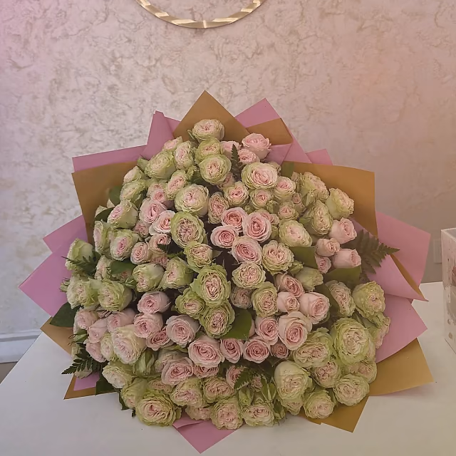 Friendship Garden pink, yellow, lavender, and green friendship bouquet from Lina Flowers
